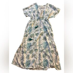 Tropical Leaf Print Swim Coverup